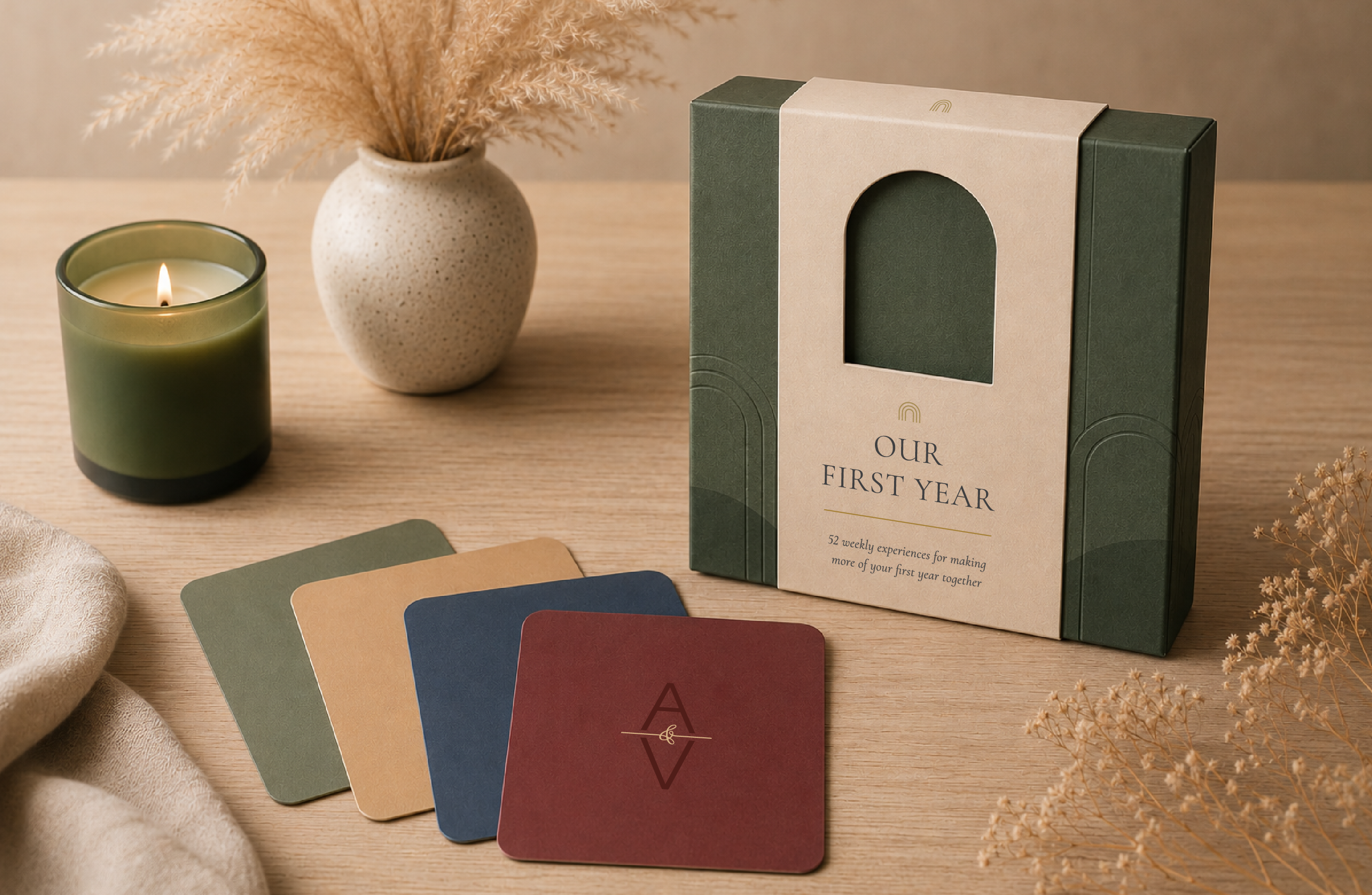 Our First Year activity card deck with cards for couples
